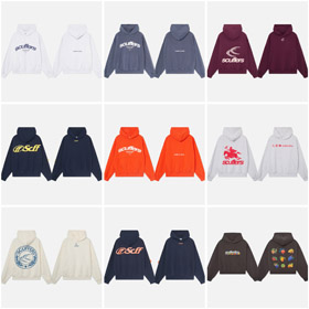 Scuffers Letter-Print Hoodie Kangaroo Pocket Pullover-6017  