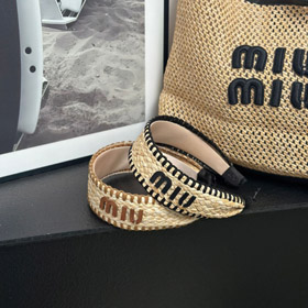 Miu Miu wide braided headband high crown headband-6227  