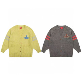 ViVienne Westwood Casual Minimalist V-Neck Wool Cardigan Sweater-6394  